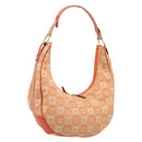 Salvatore Ferragamo Gancini Shoulder Bag Canvas Orange Gold Auth 186826-1