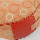 Salvatore Ferragamo Gancini Shoulder Bag Canvas Orange Gold Auth 186826-9