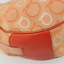 Salvatore Ferragamo Gancini Shoulder Bag Canvas Orange Gold Auth 186826-14