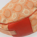 Salvatore Ferragamo Gancini Shoulder Bag Canvas Orange Gold Auth 186826-16