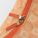 Salvatore Ferragamo Gancini Shoulder Bag Canvas Orange Gold Auth 186826-17
