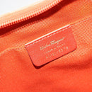 Salvatore Ferragamo Gancini Shoulder Bag Canvas Orange Gold Auth 186826-12