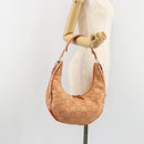 Salvatore Ferragamo Gancini Shoulder Bag Canvas Orange Gold Auth 186826-21