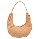 Salvatore Ferragamo Gancini Shoulder Bag Canvas Orange Gold Auth 186826-2