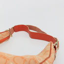 Salvatore Ferragamo Gancini Shoulder Bag Canvas Orange Gold Auth 186826-8