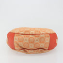 Salvatore Ferragamo Gancini Shoulder Bag Canvas Orange Gold Auth 186826-5
