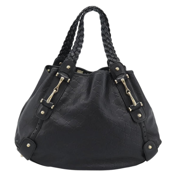 GUCCI GG Canvas Guccissima Tote Bag Leather Black Gold 137621 Auth 186827V