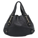 GUCCI GG Canvas Guccissima Tote Bag Leather Black Gold 137621 Auth 186827V-2