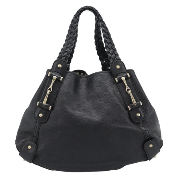 GUCCI GG Canvas Guccissima Tote Bag Leather Black Gold 137621 Auth 186827V