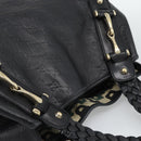GUCCI GG Canvas Guccissima Tote Bag Leather Black Gold 137621 Auth 186827V-6