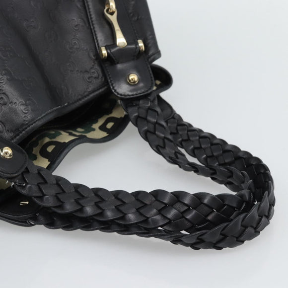 GUCCI GG Canvas Guccissima Tote Bag Leather Black Gold 137621 Auth 186827V