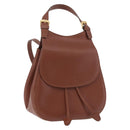 CELINE Backpack Leather Brown Gold Auth 186828-1