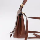 CELINE Backpack Leather Brown Gold Auth 186828-3