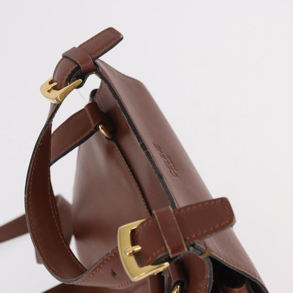 CELINE Backpack Leather Brown Gold Auth 186828
