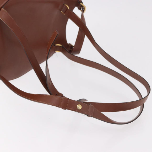 CELINE Backpack Leather Brown Gold Auth 186828