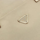 PRADA Tote Bag Canvas Beige Silver Auth 186830-18