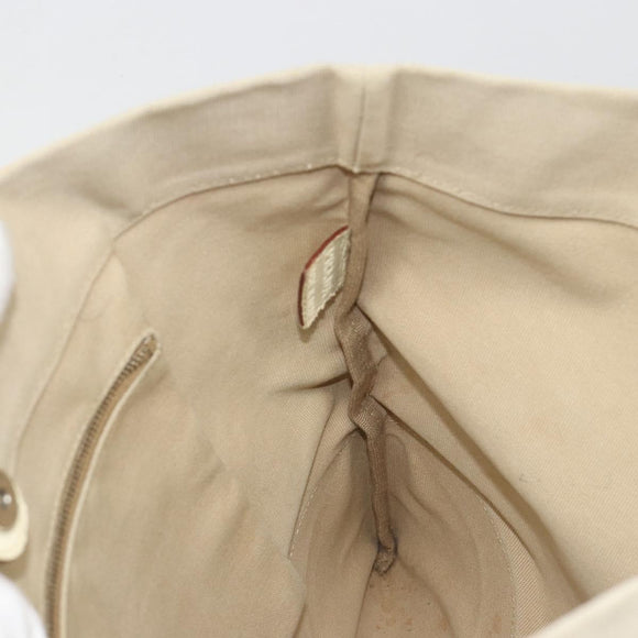 PRADA Tote Bag Canvas Beige Silver Auth 186830