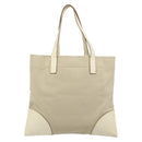 PRADA Tote Bag Canvas Beige Silver Auth 186830-2