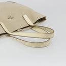 PRADA Tote Bag Canvas Beige Silver Auth 186830-7