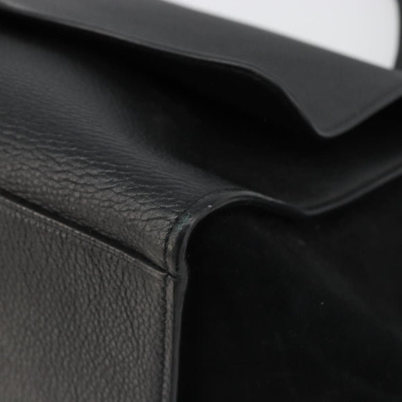 CELINE Trapeze Hand Bag Leather Suede Black Silver Auth 186832V