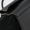 CELINE Trapeze Hand Bag Leather Suede Black Silver Auth 186832V-14