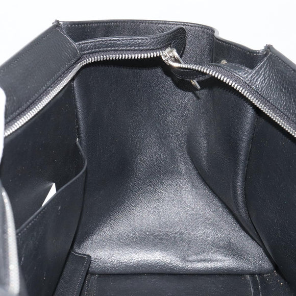 CELINE Trapeze Hand Bag Leather Suede Black Silver Auth 186832V