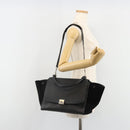 CELINE Trapeze Hand Bag Leather Suede Black Silver Auth 186832V-28