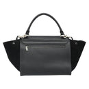 CELINE Trapeze Hand Bag Leather Suede Black Silver Auth 186832V-3