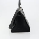 CELINE Trapeze Hand Bag Leather Suede Black Silver Auth 186832V-4