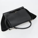 CELINE Trapeze Hand Bag Leather Suede Black Silver Auth 186832V-6