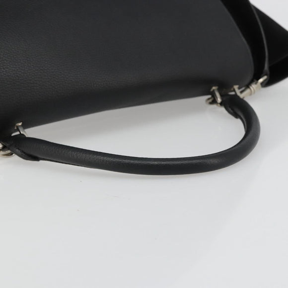 CELINE Trapeze Hand Bag Leather Suede Black Silver Auth 186832V