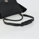 CELINE Trapeze Hand Bag Leather Suede Black Silver Auth 186832V-9