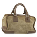 LOEWE Americana 28 Hand Bag Suede Beige Silver Auth 186833A-1