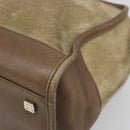 LOEWE Americana 28 Hand Bag Suede Beige Silver Auth 186833A-8