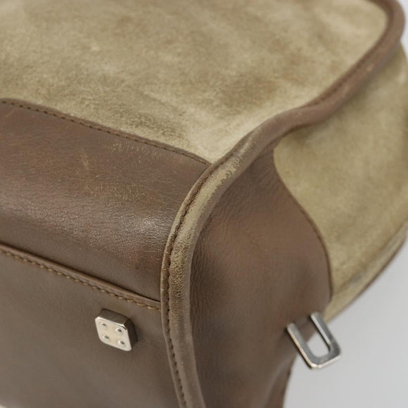LOEWE Americana 28 Hand Bag Suede Beige Silver Auth 186833A