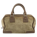 LOEWE Americana 28 Hand Bag Suede Beige Silver Auth 186833A-13