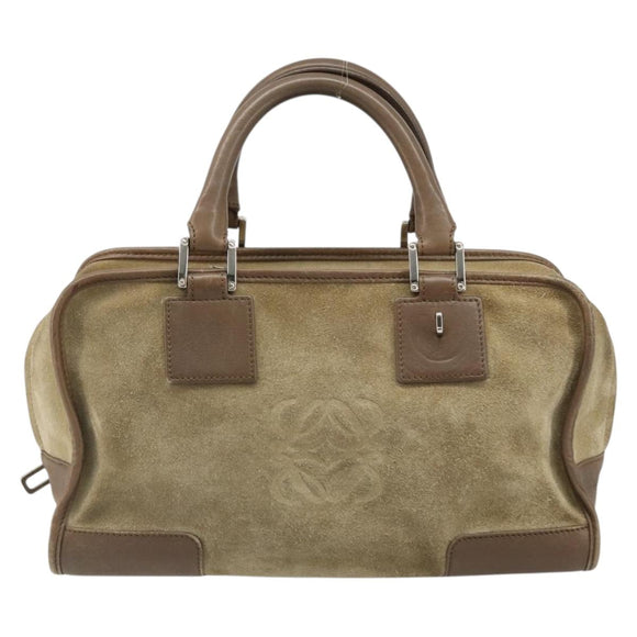 LOEWE Americana 28 Hand Bag Suede Beige Silver Auth 186833A