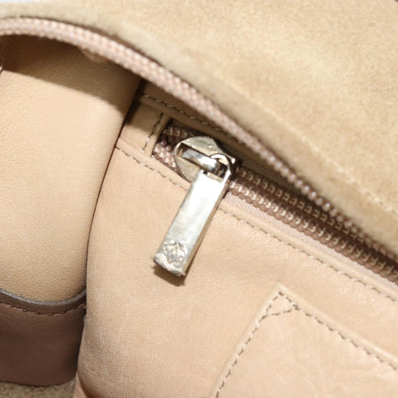 LOEWE Americana 28 Hand Bag Suede Beige Silver Auth 186833A