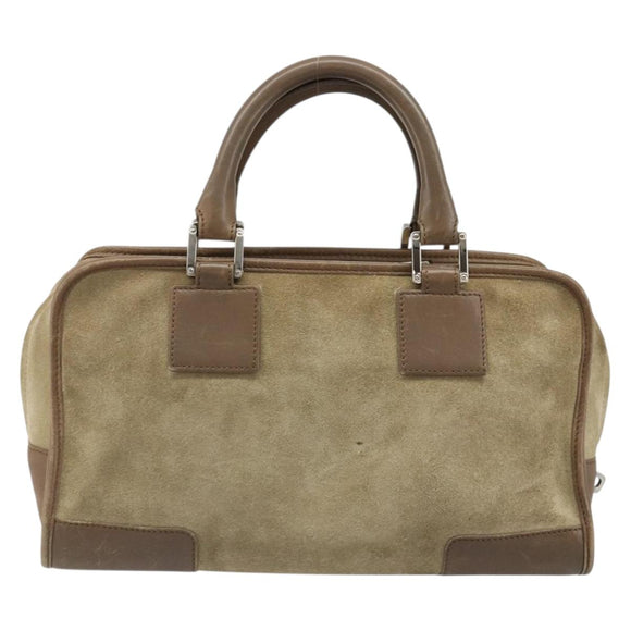 LOEWE Americana 28 Hand Bag Suede Beige Silver Auth 186833A