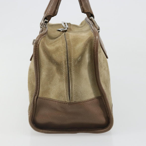 LOEWE Americana 28 Hand Bag Suede Beige Silver Auth 186833A