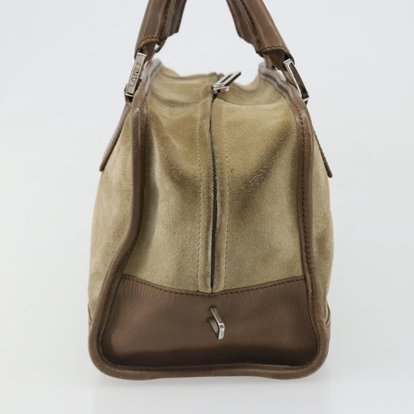LOEWE Americana 28 Hand Bag Suede Beige Silver Auth 186833A