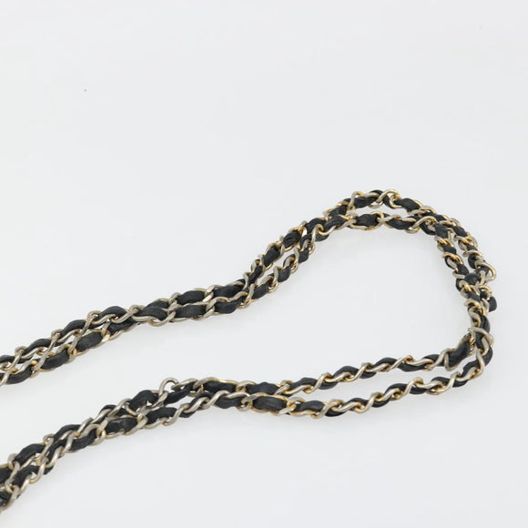 CHANEL Chain Shoulder Bag Cotton Black Gold CC Auth 186834