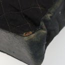 CHANEL Chain Shoulder Bag Cotton Black Gold CC Auth 186834-15