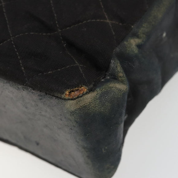 CHANEL Chain Shoulder Bag Cotton Black Gold CC Auth 186834