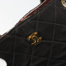 CHANEL Chain Shoulder Bag Cotton Black Gold CC Auth 186834-19