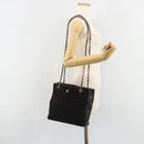CHANEL Chain Shoulder Bag Cotton Black Gold CC Auth 186834-26