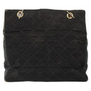CHANEL Chain Shoulder Bag Cotton Black Gold CC Auth 186834-2