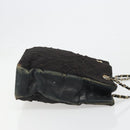 CHANEL Chain Shoulder Bag Cotton Black Gold CC Auth 186834-3