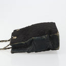 CHANEL Chain Shoulder Bag Cotton Black Gold CC Auth 186834-5