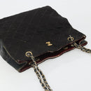 CHANEL Chain Shoulder Bag Cotton Black Gold CC Auth 186834-7